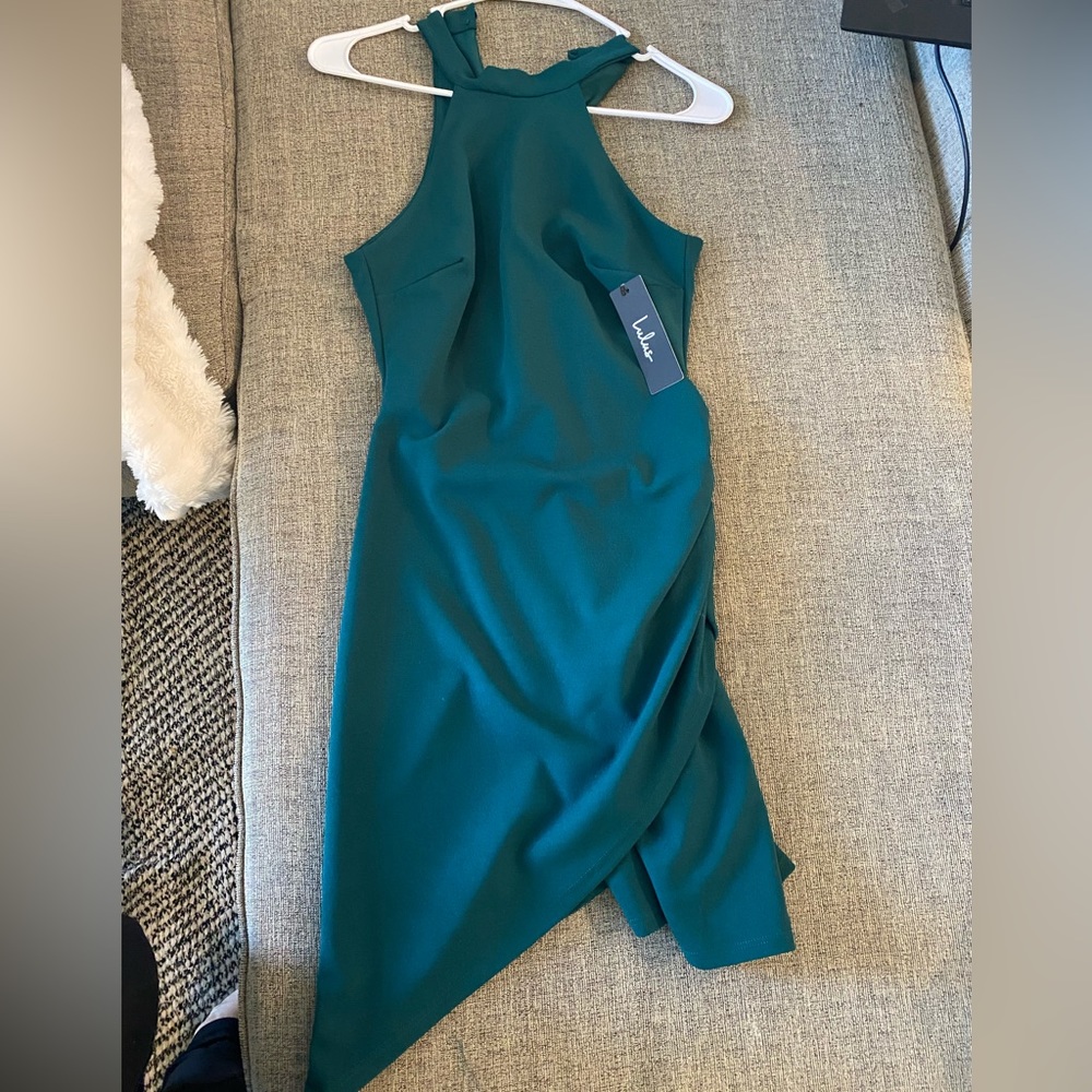 Lulus Green Mini Halter Neck Dress